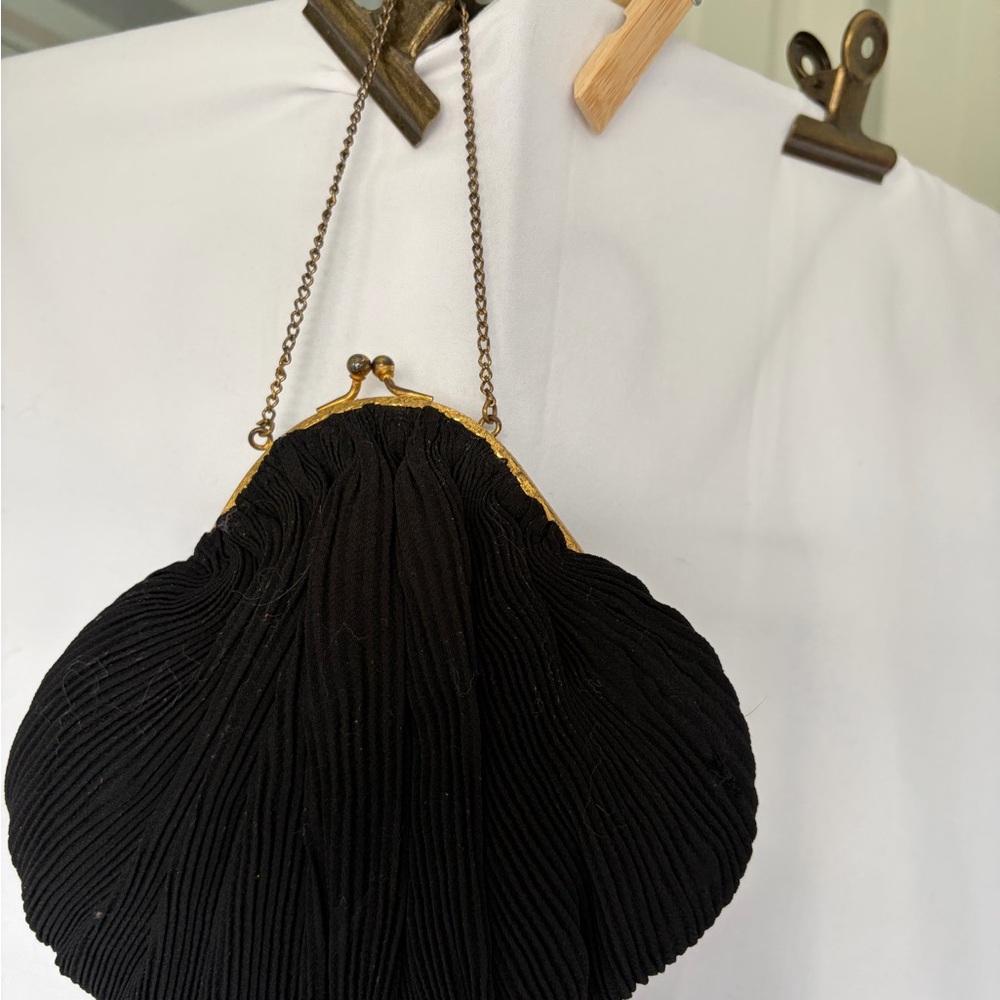 Classic Black Evening Handbag with Gold Frame